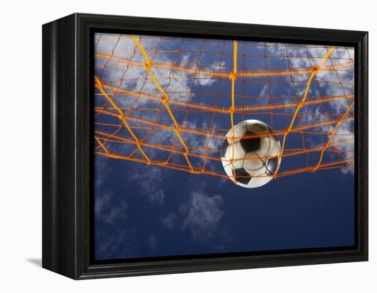 Soccer Ball Going Into Goal Net-Randy Faris-Framed Premier Image Canvas