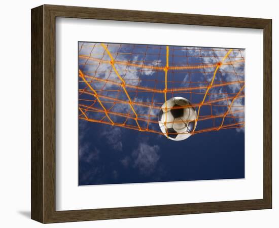 Soccer Ball Going Into Goal Net-Randy Faris-Framed Photographic Print