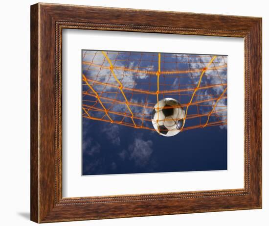 Soccer Ball Going Into Goal Net-Randy Faris-Framed Photographic Print