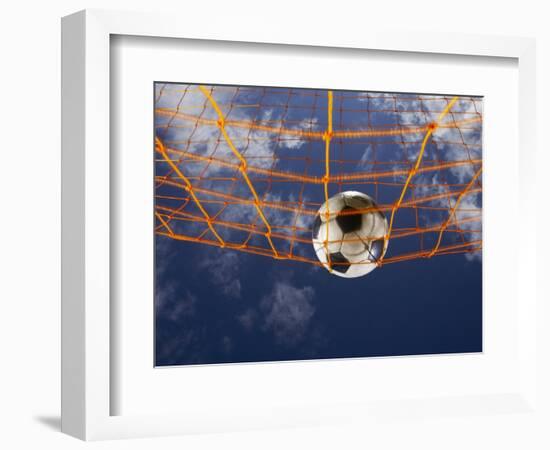 Soccer Ball Going Into Goal Net-Randy Faris-Framed Photographic Print