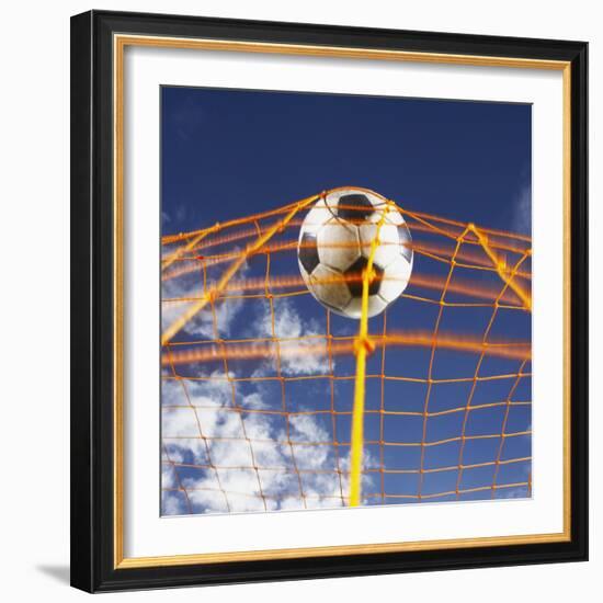 Soccer Ball Going Into Goal Net-Randy Faris-Framed Photographic Print