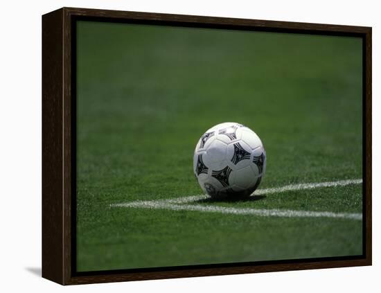 Soccer Ball in Corner Kick Position-Paul Sutton-Framed Premier Image Canvas