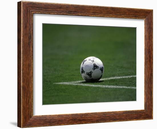 Soccer Ball in Corner Kick Position-Paul Sutton-Framed Photographic Print