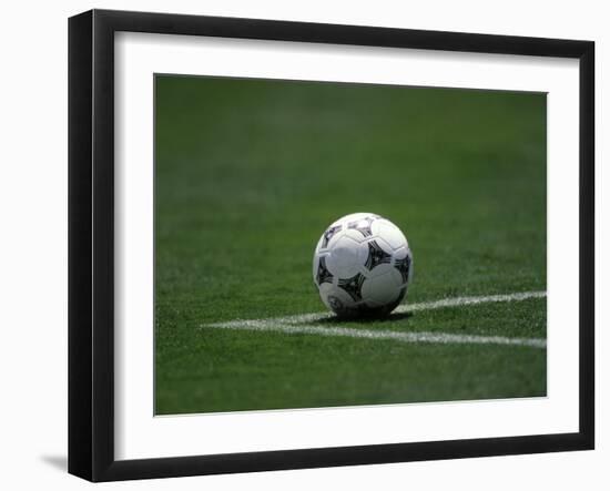 Soccer Ball in Corner Kick Position-Paul Sutton-Framed Photographic Print