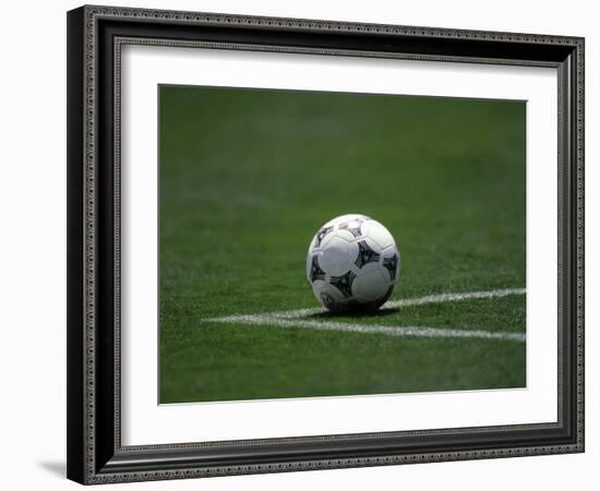 Soccer Ball in Corner Kick Position-Paul Sutton-Framed Photographic Print