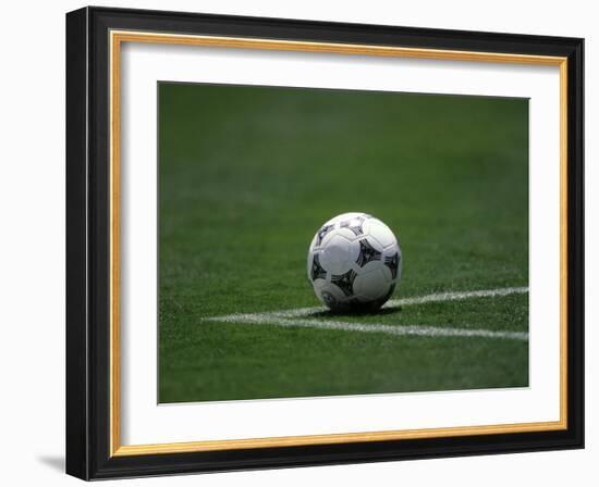 Soccer Ball in Corner Kick Position-Paul Sutton-Framed Photographic Print