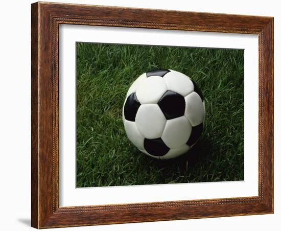 Soccer Ball in Grass-null-Framed Photographic Print