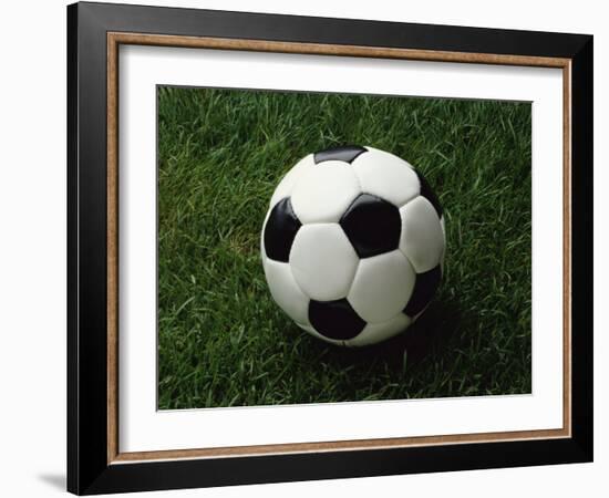 Soccer Ball in Grass-null-Framed Photographic Print