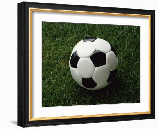 Soccer Ball in Grass-null-Framed Photographic Print