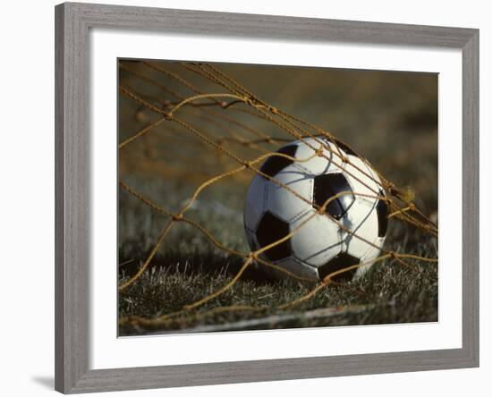 Soccer Ball in Net-null-Framed Photographic Print