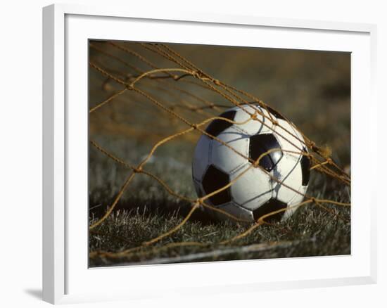 Soccer Ball in Net-null-Framed Photographic Print