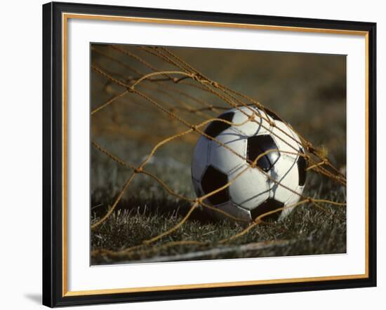 Soccer Ball in Net-null-Framed Photographic Print