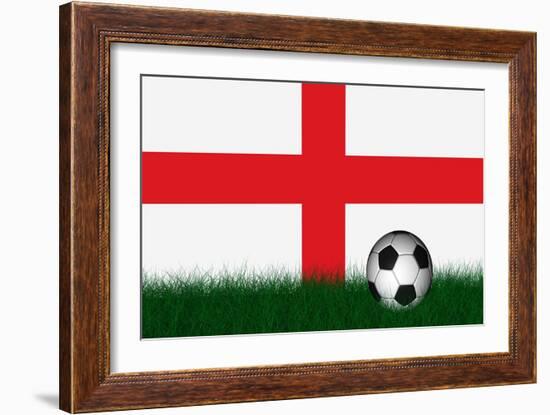 Soccer Ball over Green Grass-marphotography-Framed Art Print