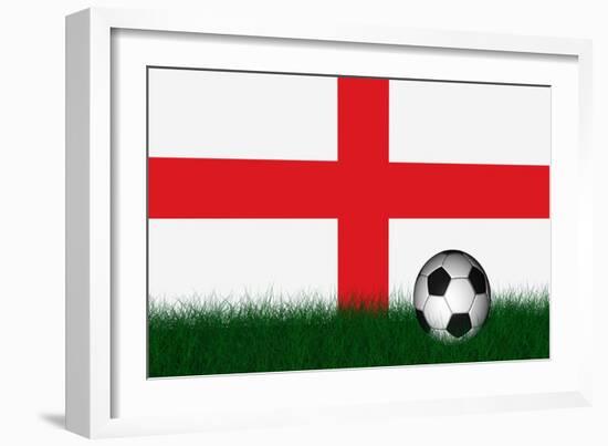 Soccer Ball over Green Grass-marphotography-Framed Art Print