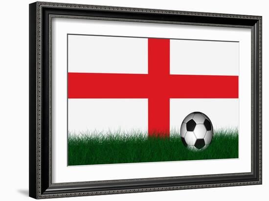 Soccer Ball over Green Grass-marphotography-Framed Art Print