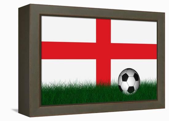 Soccer Ball over Green Grass-marphotography-Framed Stretched Canvas