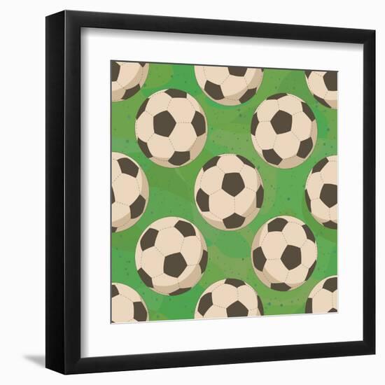 Soccer Balls on Grass, Seamless-Alexander Kulagin-Framed Art Print