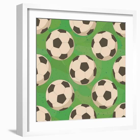 Soccer Balls on Grass, Seamless-Alexander Kulagin-Framed Art Print