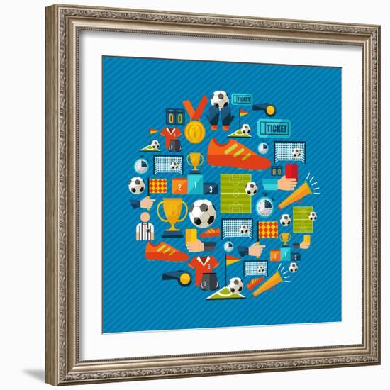 Soccer Champions Icons Set-Cienpies Design-Framed Art Print