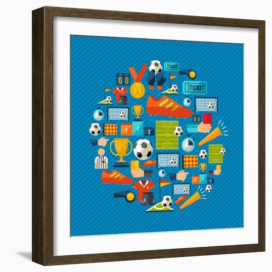 Soccer Champions Icons Set-Cienpies Design-Framed Art Print