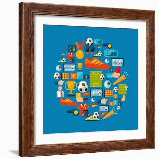 Soccer Champions Icons Set-Cienpies Design-Framed Art Print