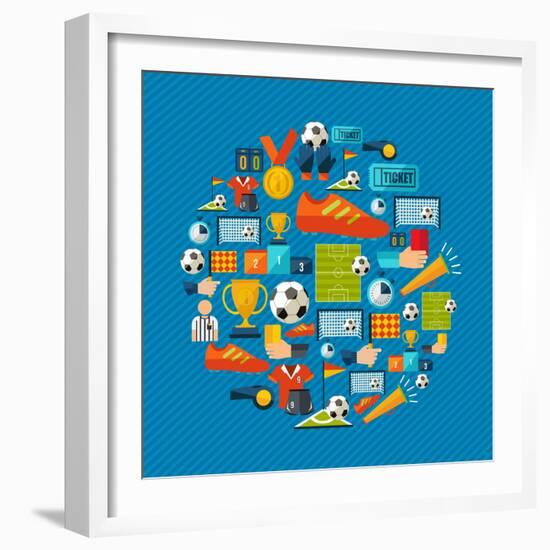 Soccer Champions Icons Set-Cienpies Design-Framed Art Print