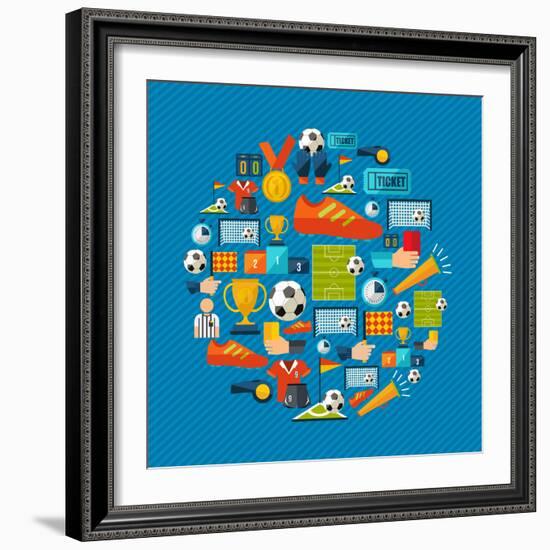 Soccer Champions Icons Set-Cienpies Design-Framed Art Print