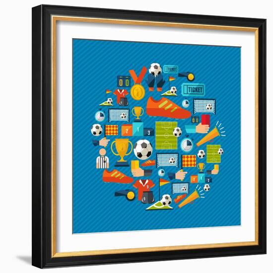 Soccer Champions Icons Set-Cienpies Design-Framed Art Print