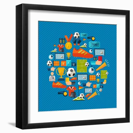 Soccer Champions Icons Set-Cienpies Design-Framed Art Print