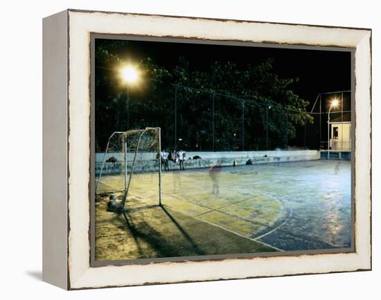 Soccer field Lit Up at Night, Rio de Janeiro, Brazil-null-Framed Premier Image Canvas