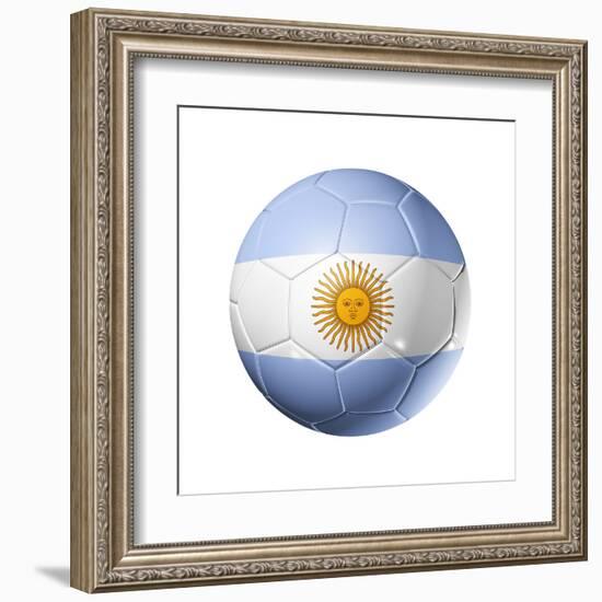 Soccer Football Ball With Argentina Flag-daboost-Framed Art Print