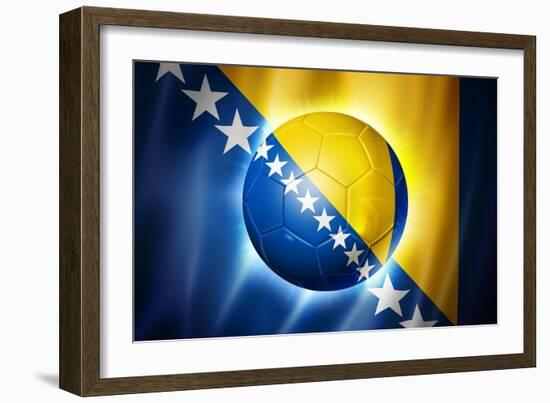 Soccer Football Ball with Bosnia and Herzegovina Flag-daboost-Framed Art Print