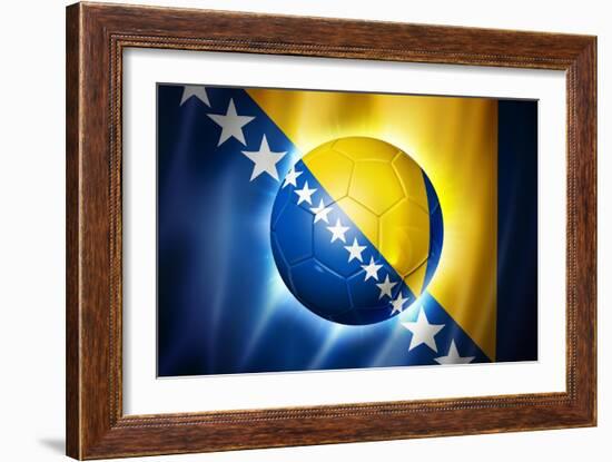 Soccer Football Ball with Bosnia and Herzegovina Flag-daboost-Framed Art Print