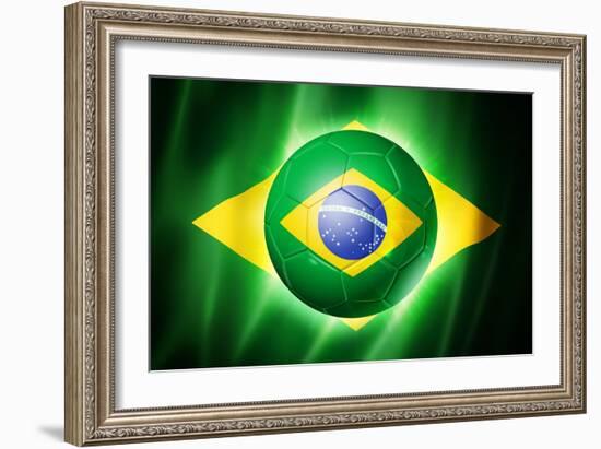 Soccer Football Ball with Brazil Flag-daboost-Framed Art Print