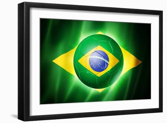 Soccer Football Ball with Brazil Flag-daboost-Framed Art Print