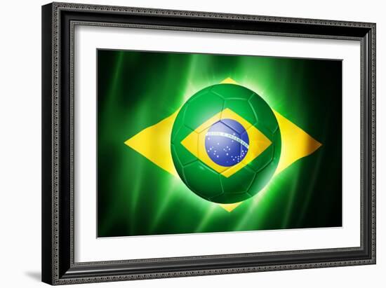 Soccer Football Ball with Brazil Flag-daboost-Framed Art Print