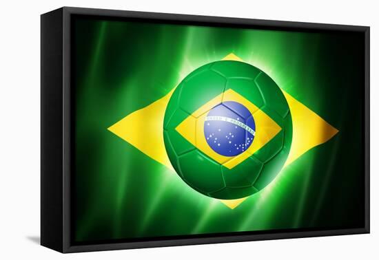 Soccer Football Ball with Brazil Flag-daboost-Framed Stretched Canvas