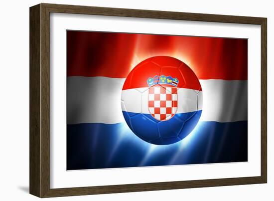 Soccer Football Ball with Croatia Flag-daboost-Framed Art Print