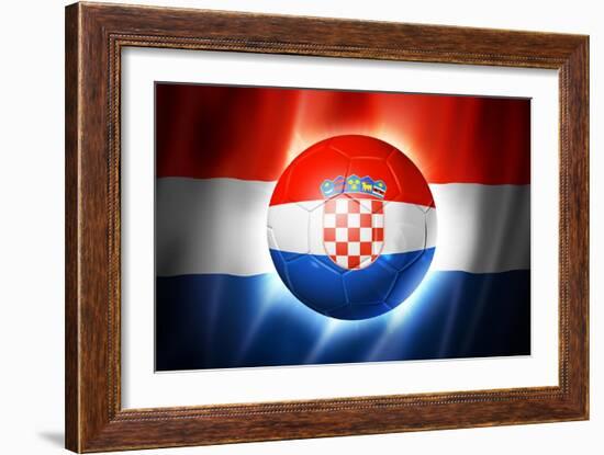 Soccer Football Ball with Croatia Flag-daboost-Framed Art Print