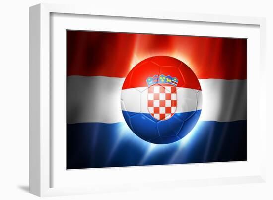 Soccer Football Ball with Croatia Flag-daboost-Framed Art Print