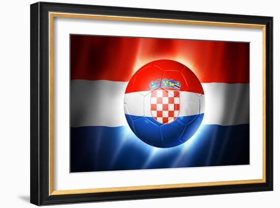 Soccer Football Ball with Croatia Flag-daboost-Framed Art Print