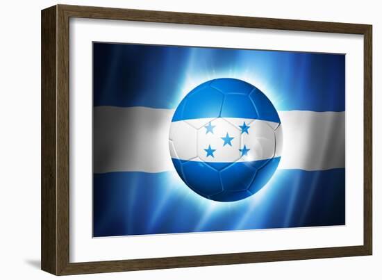 Soccer Football Ball with Honduras Flag-daboost-Framed Art Print