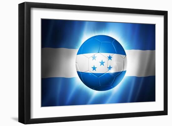 Soccer Football Ball with Honduras Flag-daboost-Framed Art Print