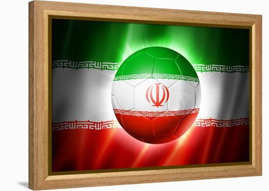 Soccer Football Ball with Iran Flag-daboost-Framed Stretched Canvas