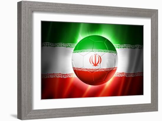 Soccer Football Ball with Iran Flag-daboost-Framed Art Print