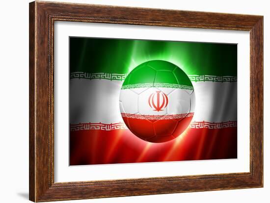 Soccer Football Ball with Iran Flag-daboost-Framed Art Print