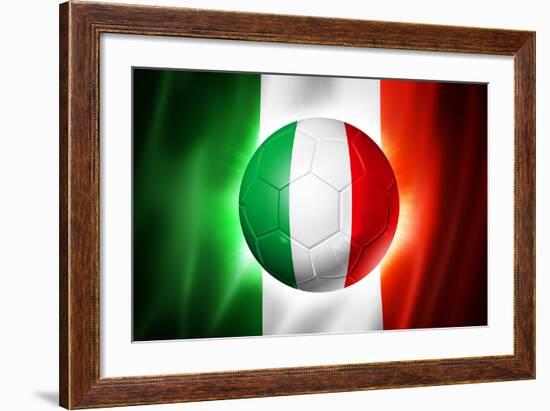 Soccer Football Ball with Italia Flag-daboost-Framed Art Print