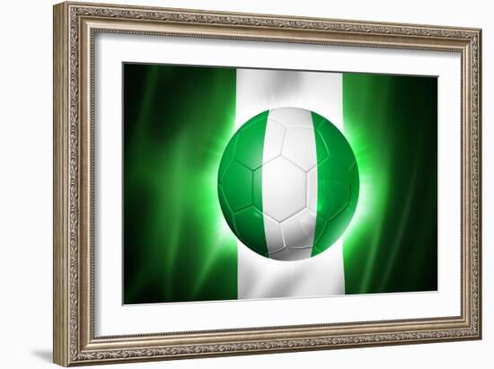 Soccer Football Ball with Nigeria Flag-daboost-Framed Art Print