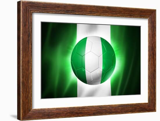 Soccer Football Ball with Nigeria Flag-daboost-Framed Art Print