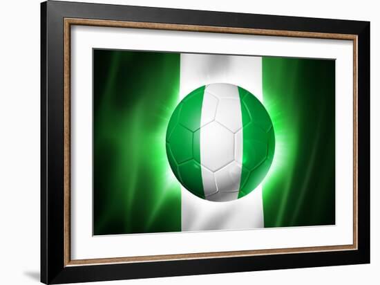 Soccer Football Ball with Nigeria Flag-daboost-Framed Art Print